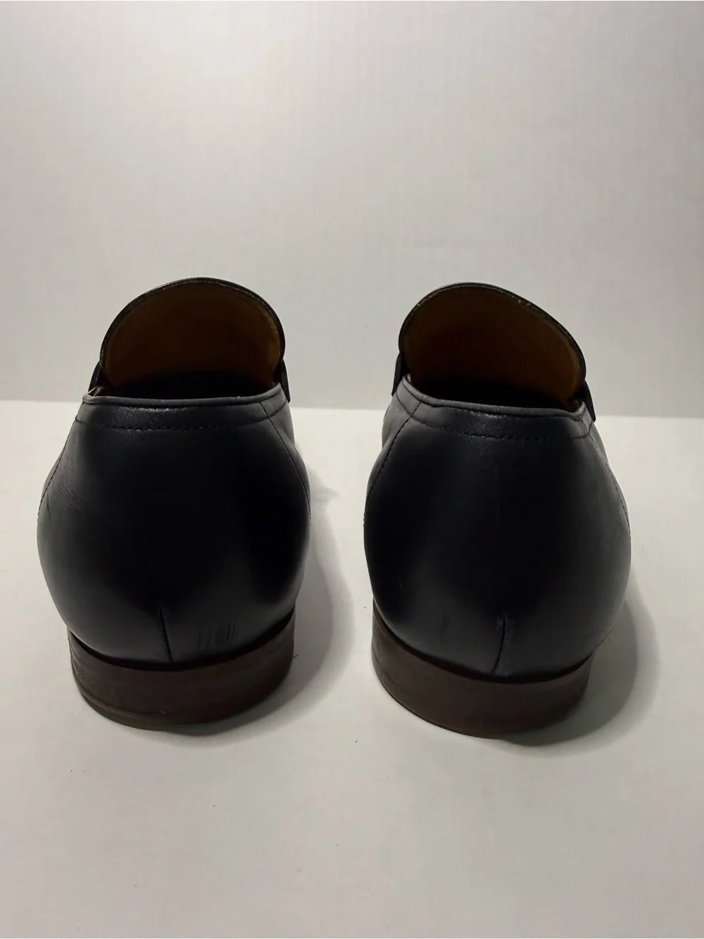 Gucci Black Leather Slip-On Loafers with Silver Interlocking G Almond Toe